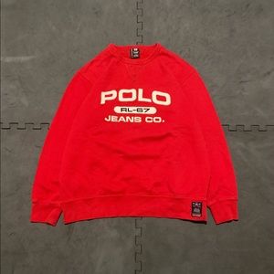 Vintage 90s Ralph Lauren Polo Jeans Co. Red Crewneck Sweater